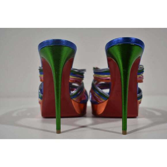 Christian Louboutin Multitaski Alta 120 Multicolor Backless Sandal Heel Pump 37 - Picture 11 of 12